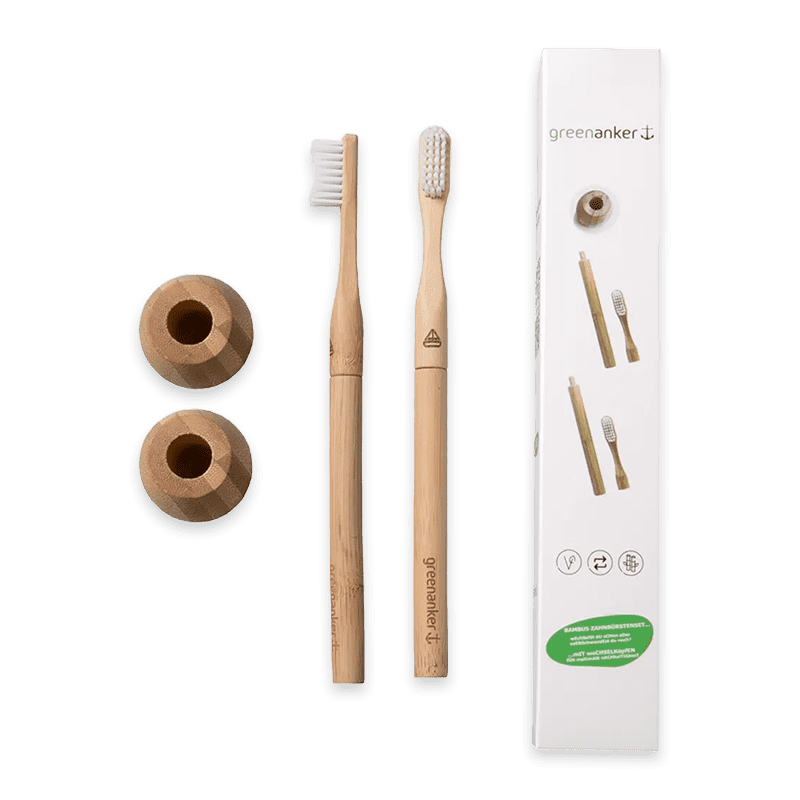 Set de cepillos de dientes de bambú 2 cabezales de repuesto